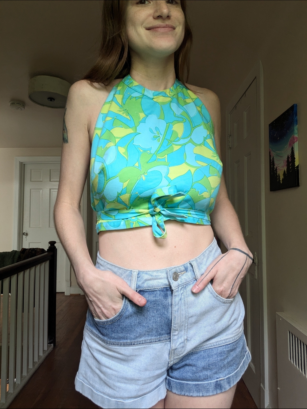 1990s Does 70s Halter Neck Wrap Top